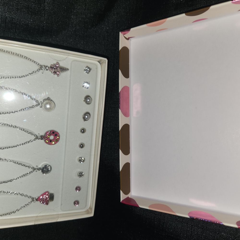 Rampage Silver and Pink Charm Necklace Set - Picture 9 of 10